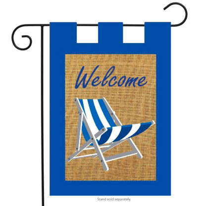 Adirondack Welcome Burlap Garden Flag - g00463