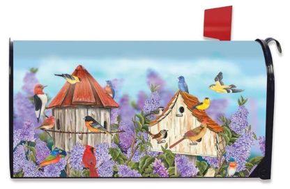 Birds & Lilacs Mailbox Cover - m00343