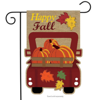 Happy Fall Pickup Burlap Garden Flag -g00562