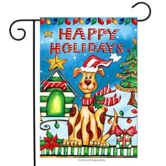 Happy Holidays Dog Garden Flag -g00721