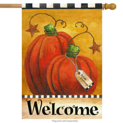 Pumpkin Autumn Welcome House Flag-h00063