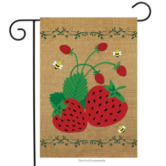 Strawberries & Bees Burlap Garden Flag - g00456