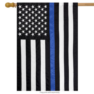 Thin Blue Line Embroidered House Flag -h00670