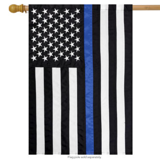 Thin Blue Line Embroidered House Flag -h00670