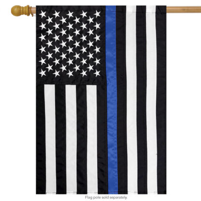 Thin Blue Line Embroidered House Flag -h00670