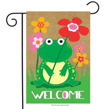 Welcome Frog Burlap Garden Flag - g00657