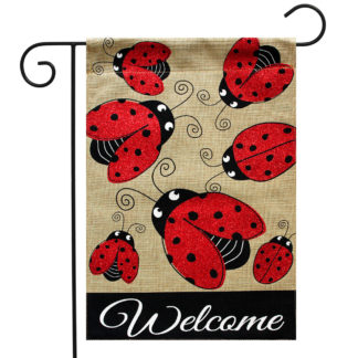 Ladybug Gathering Burlap Garden Flag -g00864