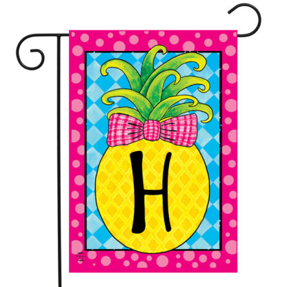 Pineapple Monogram Letter H Garden Flag -g00839-H