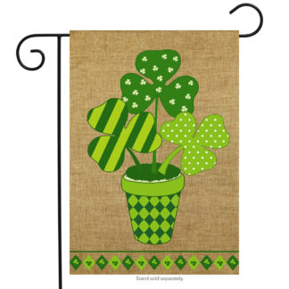 Potted Shamrock Burlap Garden Flag - g00282