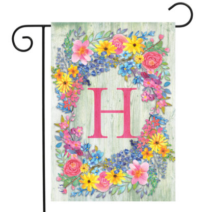 Spring Monogram Letter H Garden Flag -g00837-H
