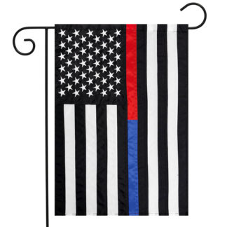 Thin Blue & Red Line Embroidered Garden Flag -g00866