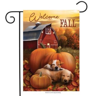 Welcome Fall Puppies Garden Flag -g00749